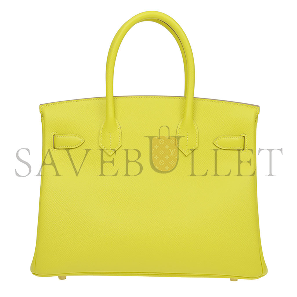 HERMES MASTER BIRKIN 30 EPSOM LEATHER LEMON YELLOW GOLD BUCKLE HIGH END BAG H028369CC9R (30*23*15cm)